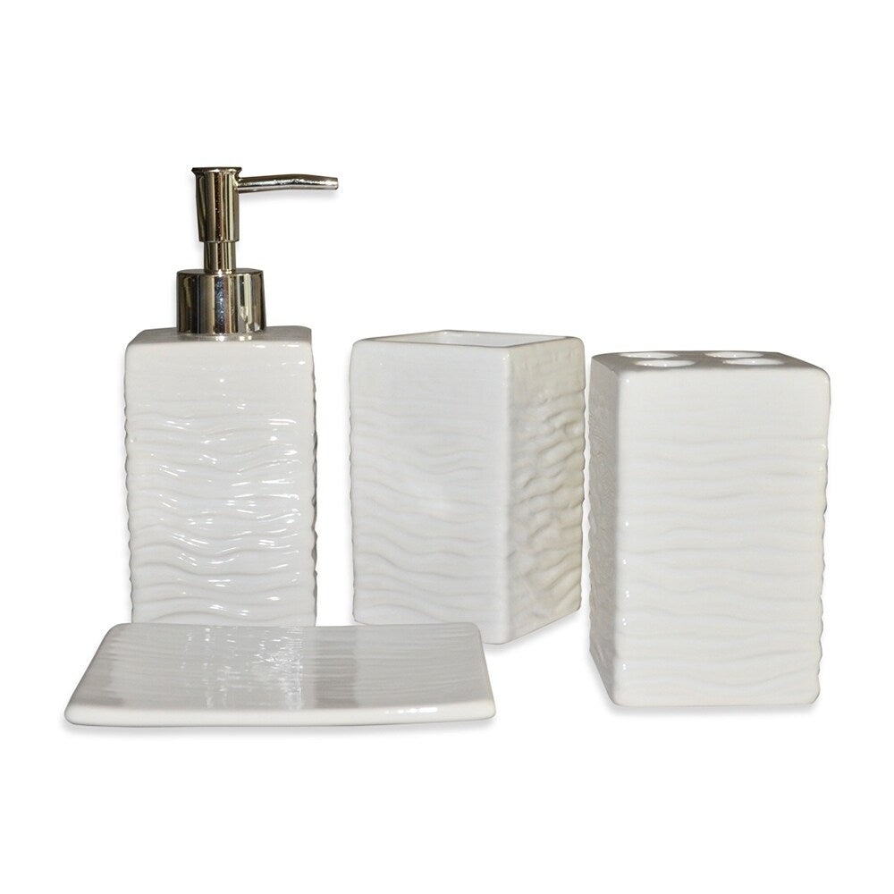 4 Piece Ceramic Modern Bathroom Accessory Set