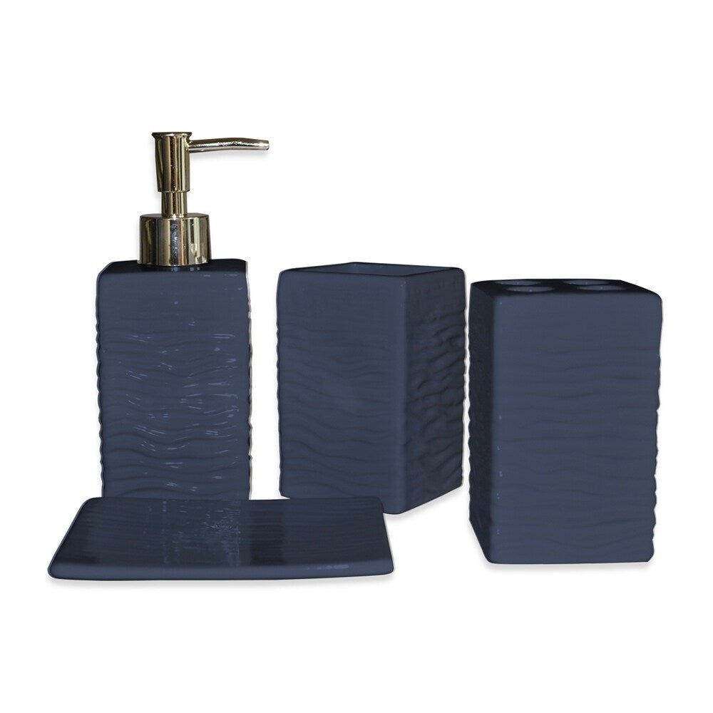 4 Piece Ceramic Modern Bathroom Accessory Set