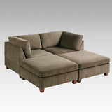 4 Piece Chenille Fabric Modular Corner Sofa and Ottoman Set