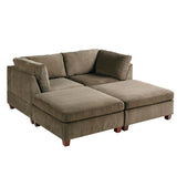 4 Piece Chenille Fabric Modular Corner Sofa and Ottoman Set