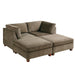 4 Piece Chenille Fabric Modular Corner Sofa and Ottoman Set