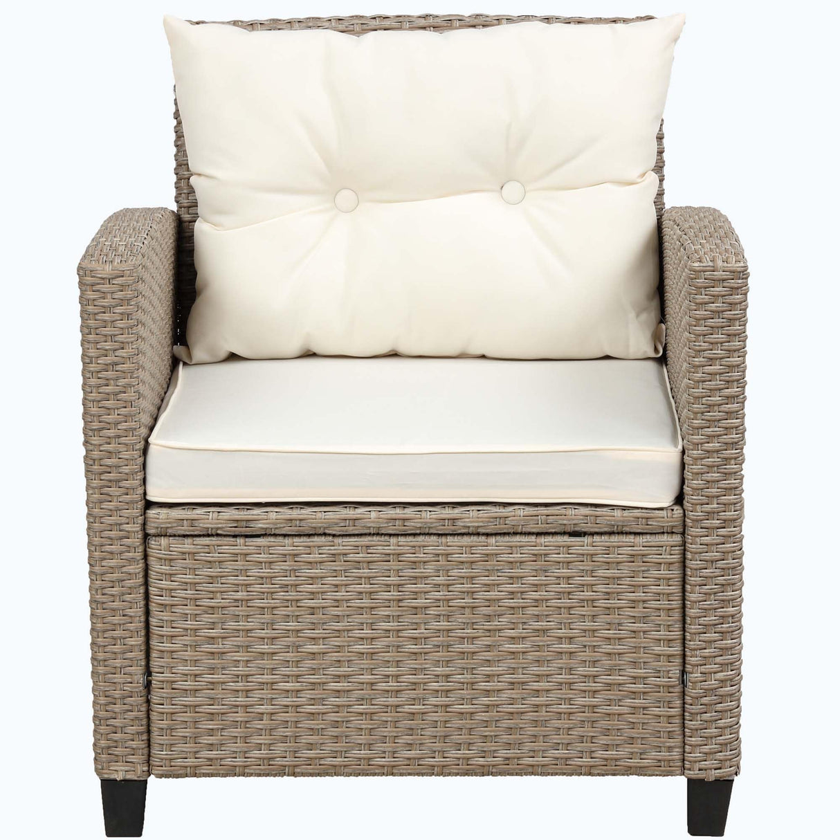 4 Piece Conversation Set Wicker Ratten Sectional Sofa with Seat Cushions