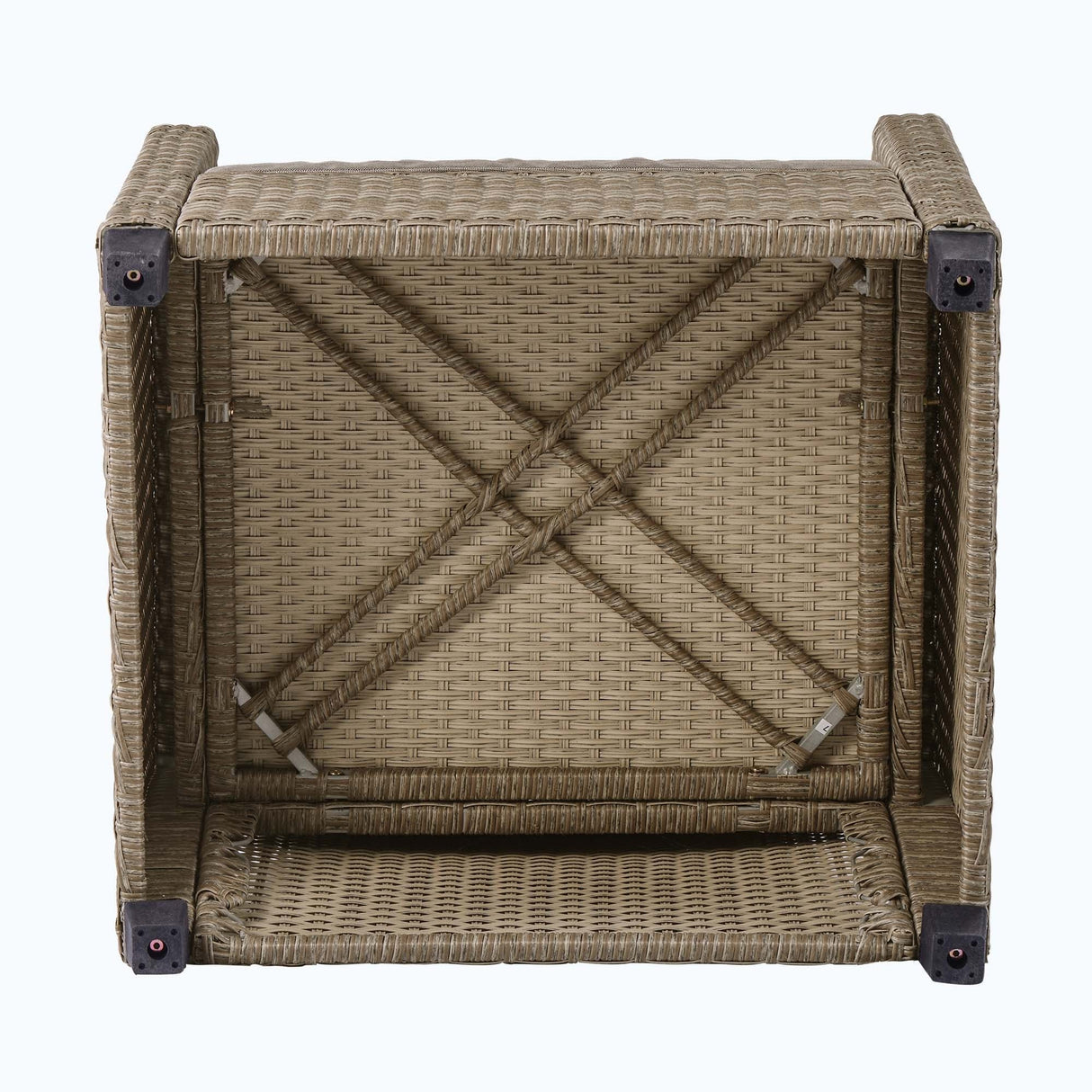 4 Piece Conversation Set Wicker Ratten Sectional Sofa with Seat Cushions