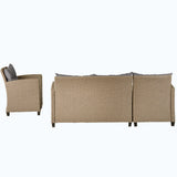 4 Piece Conversation Set Wicker Ratten Sectional Sofa with Seat Cushions