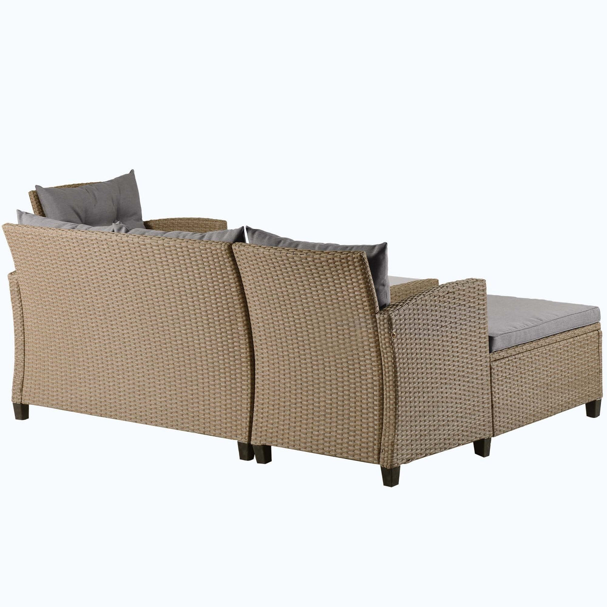 4 Piece Conversation Set Wicker Ratten Sectional Sofa with Seat Cushions