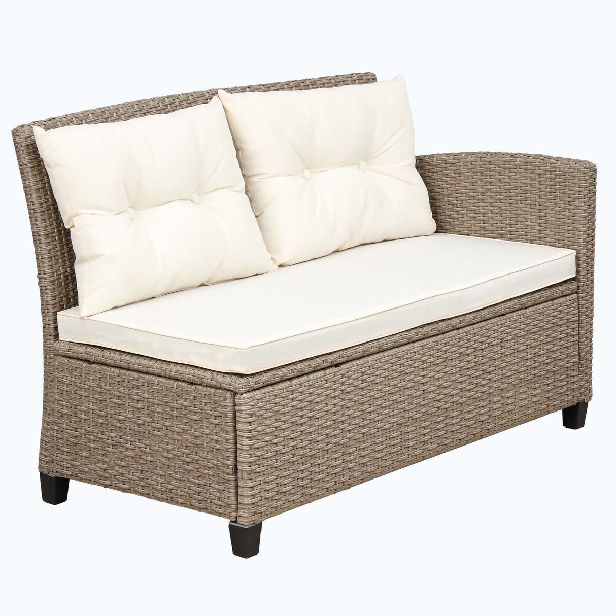 4 Piece Conversation Set Wicker Ratten Sectional Sofa with Seat Cushions