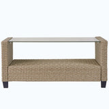 4 Piece Conversation Set Wicker Ratten Sectional Sofa with Seat Cushions