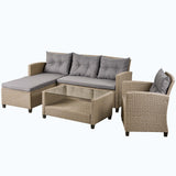 4 Piece Conversation Set Wicker Ratten Sectional Sofa with Seat Cushions