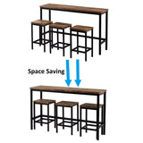 4 Piece Counter Height Dining Table Set - 60.2" Rectangle Bar Pub Table with 3 Stools