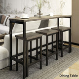 4 Piece Counter Height Dining Table Set - 60.2" Rectangle Bar Pub Table with 3 Stools