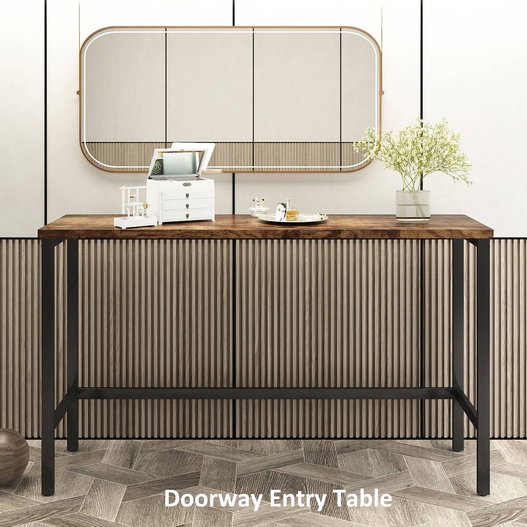 4 Piece Counter Height Dining Table Set - 60.2" Rectangle Bar Pub Table with 3 Stools