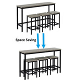 4 Piece Counter Height Dining Table Set - 60.2" Rectangle Bar Pub Table with 3 Stools