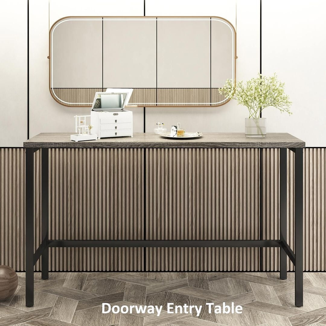 4 Piece Counter Height Dining Table Set - 60.2" Rectangle Bar Pub Table with 3 Stools