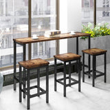 4 Piece Counter Height Dining Table Set - 60.2" Rectangle Bar Pub Table with 3 Stools