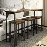 4 Piece Counter Height Dining Table Set - 60.2" Rectangle Bar Pub Table with 3 Stools