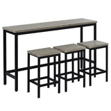 4 Piece Counter Height Dining Table Set - 60.2" Rectangle Bar Pub Table with 3 Stools