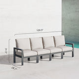 4-Piece Indoor Outdoor Patio Furniture Aluminum 4-Seats Sofa Chairs Couch with Removable Cushions - 109.5'W x 28.7'D x 31.5'H