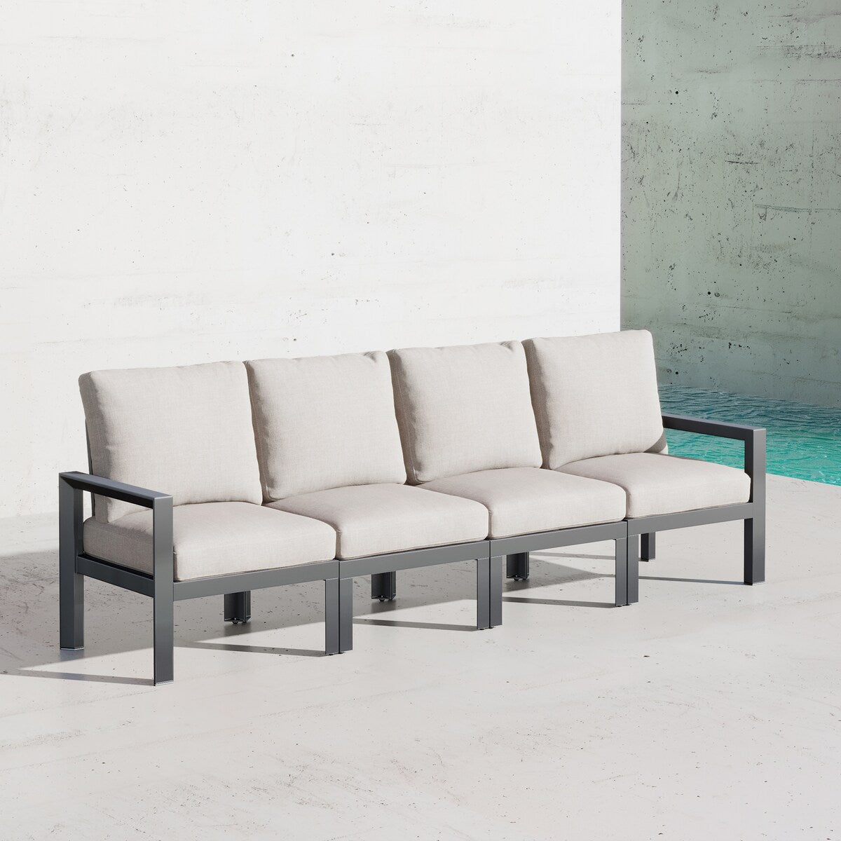 4-Piece Indoor Outdoor Patio Furniture Aluminum 4-Seats Sofa Chairs Couch with Removable Cushions - 109.5'W x 28.7'D x 31.5'H