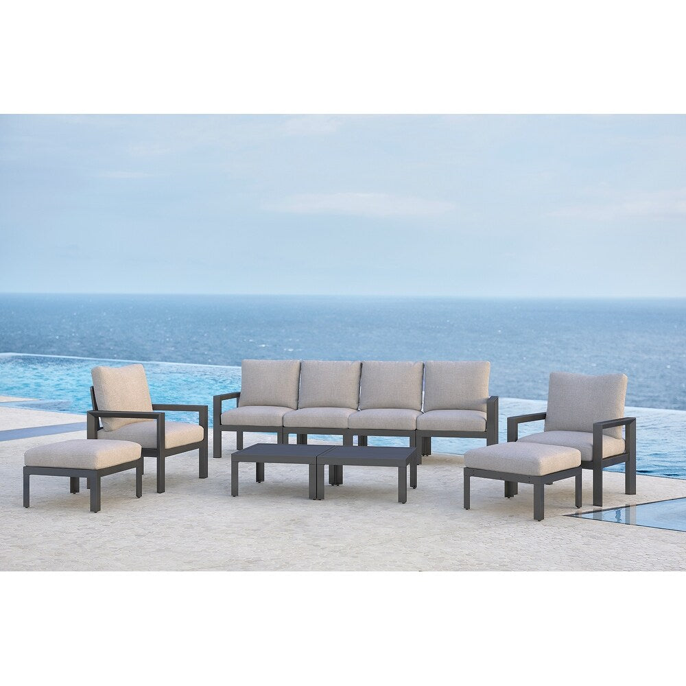 4-Piece Indoor Outdoor Patio Furniture Aluminum 4-Seats Sofa Chairs Couch with Removable Cushions - 109.5'W x 28.7'D x 31.5'H