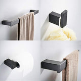 4-Piece Matte Black Bathroom Hardware Set with Toilet Paper Holder and 25.59 in. Towel Bar in Black