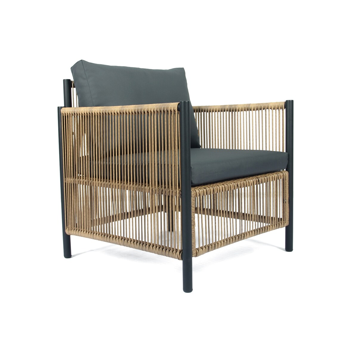 4 Piece Outdoor Brown PE Wicker Sofa Set with Cushions