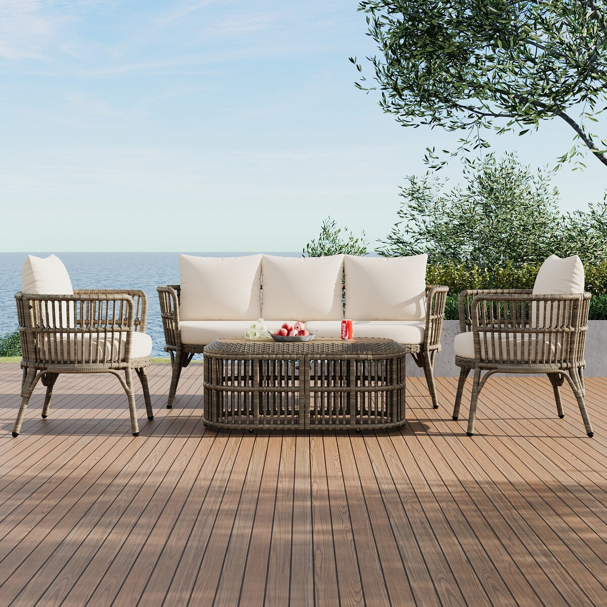 4-Piece Outdoor Patio Conversation Set with Seating Set and Coffee Table