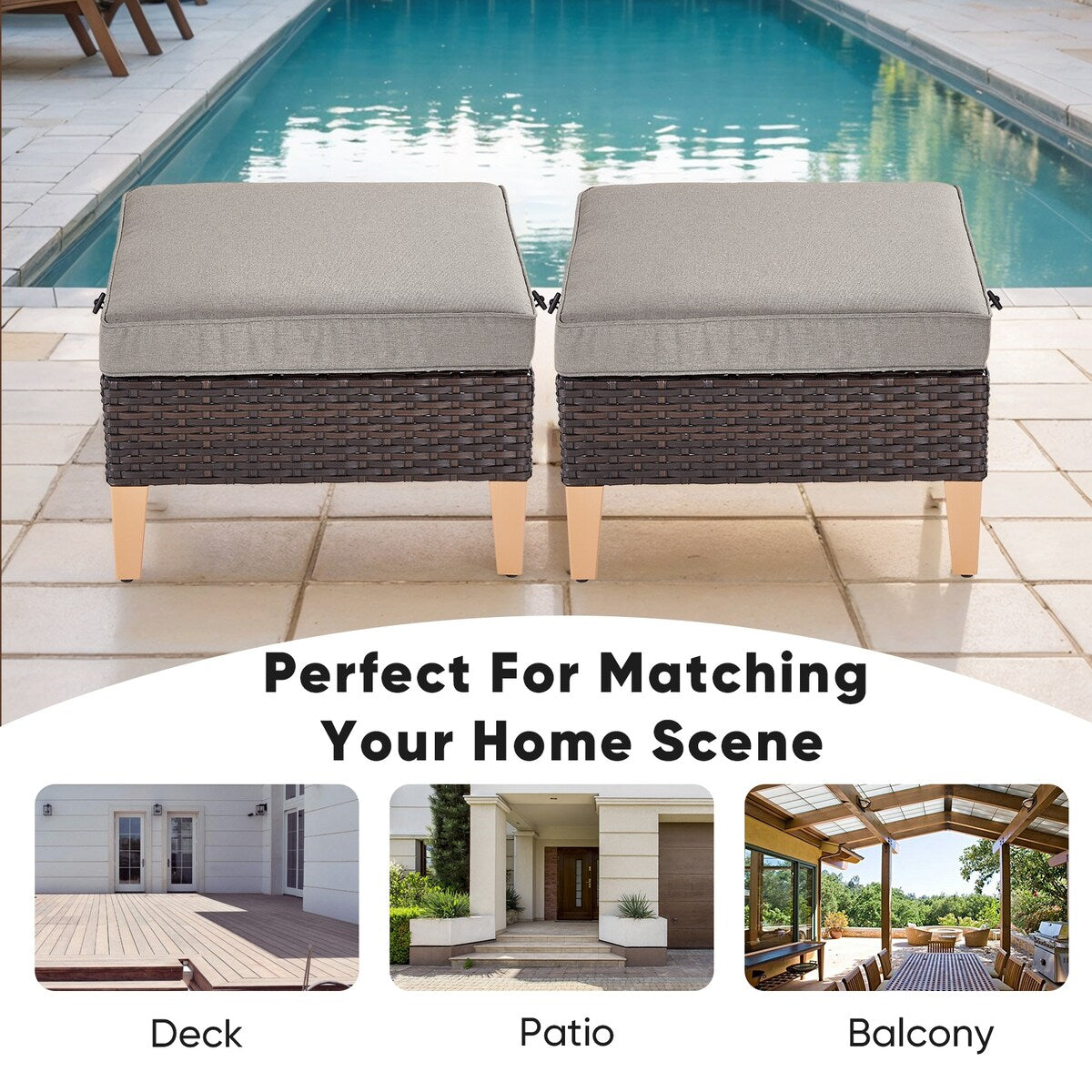 4 Piece Outdoor Patio Loveseat Chair Ottoman Sets