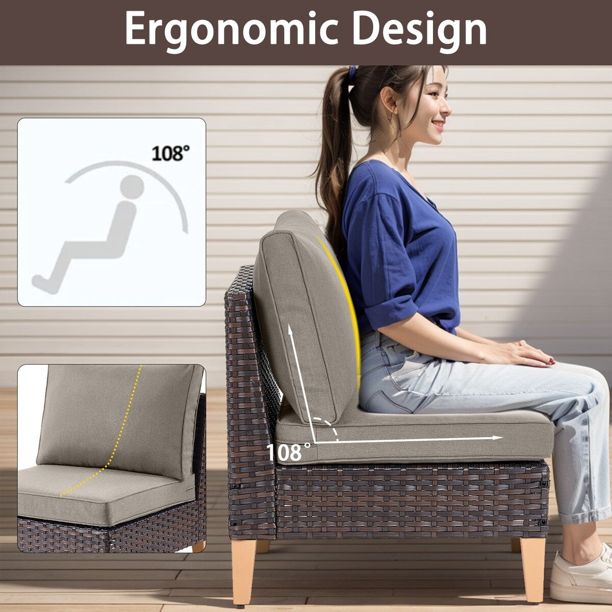 4 Piece Outdoor Patio Loveseat Chair Ottoman Sets