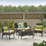 4-Piece Outdoor Patio Sofa Set with Upholstered Cushions and Table