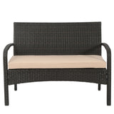 4-Piece Outdoor Patio Sofa Set with Upholstered Cushions and Table