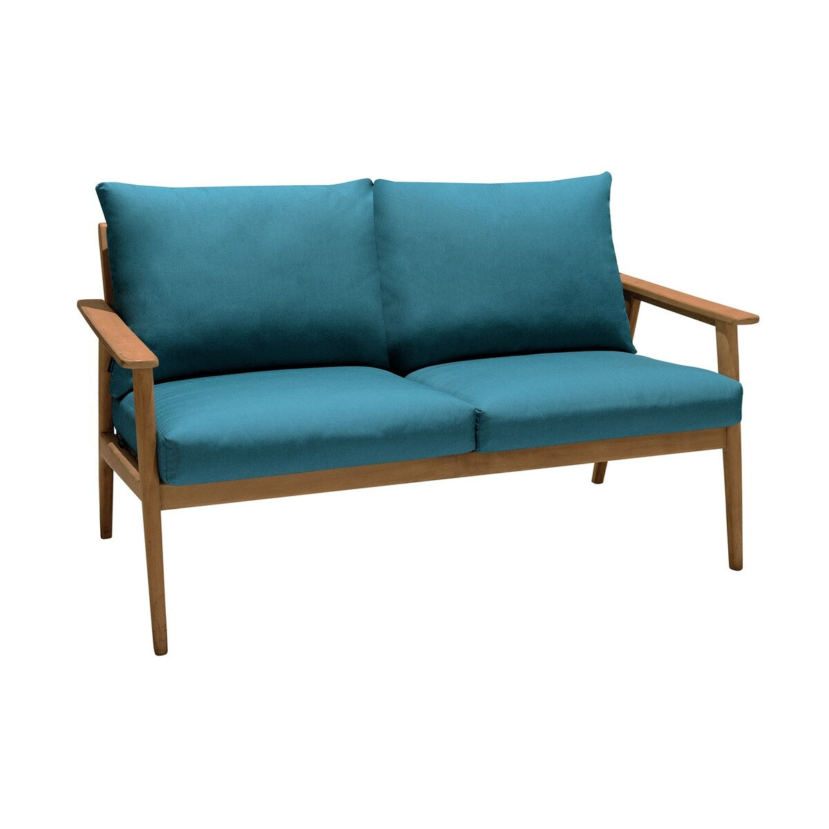 4 Piece Outdoor Sectional Sofa Set with Wooden Frame, Blue