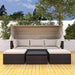 4-Piece Outdoor Wicker Sectional Patio Daybed with Canopy and Ottoman