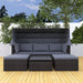 4-Piece Outdoor Wicker Sectional Patio Daybed with Canopy and Ottoman