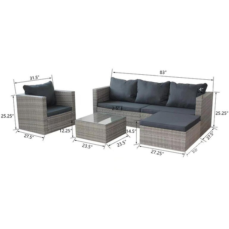 4 Piece Patio Conversation Set with Coffee Table