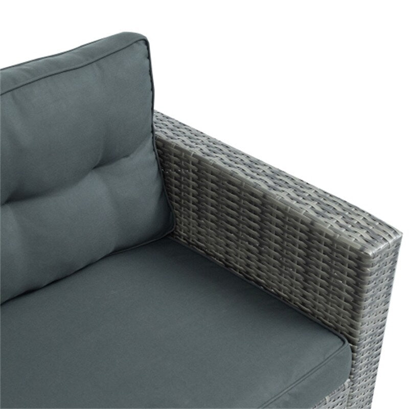 4-Piece Patio Furniture Wicker Rattan Sofa Set With Storage Box,Grey