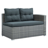 4-Piece Patio Furniture Wicker Rattan Sofa Set With Storage Box,Grey