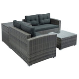 4-Piece Patio Furniture Wicker Rattan Sofa Set With Storage Box,Grey