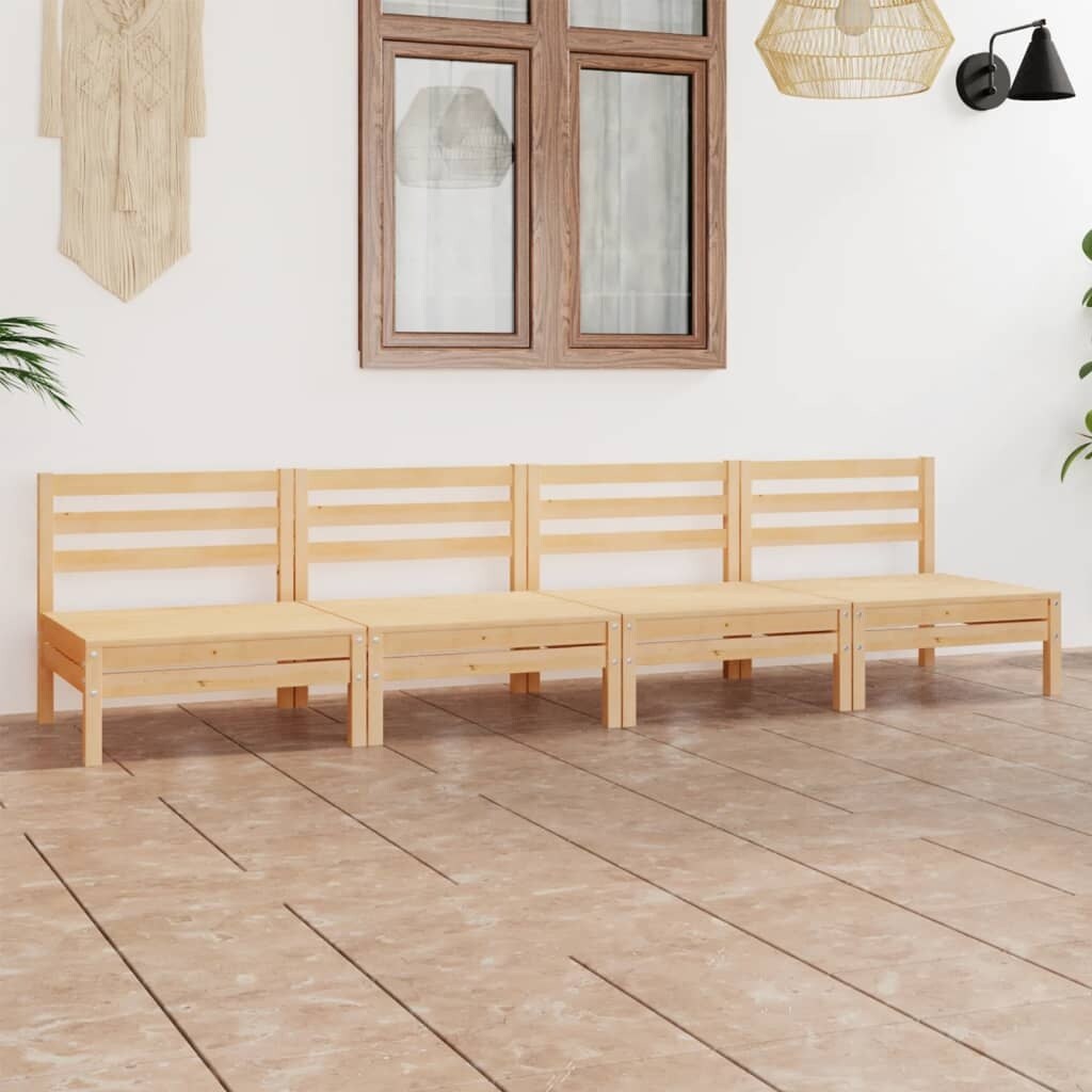4 Piece Patio Lounge Set Solid Pinewood
