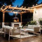 4-Piece Rope Sofa Set with Thick Cushions and Toughened Glass Table, All-Weather Patio Furniture Set with Loveseat, Beige