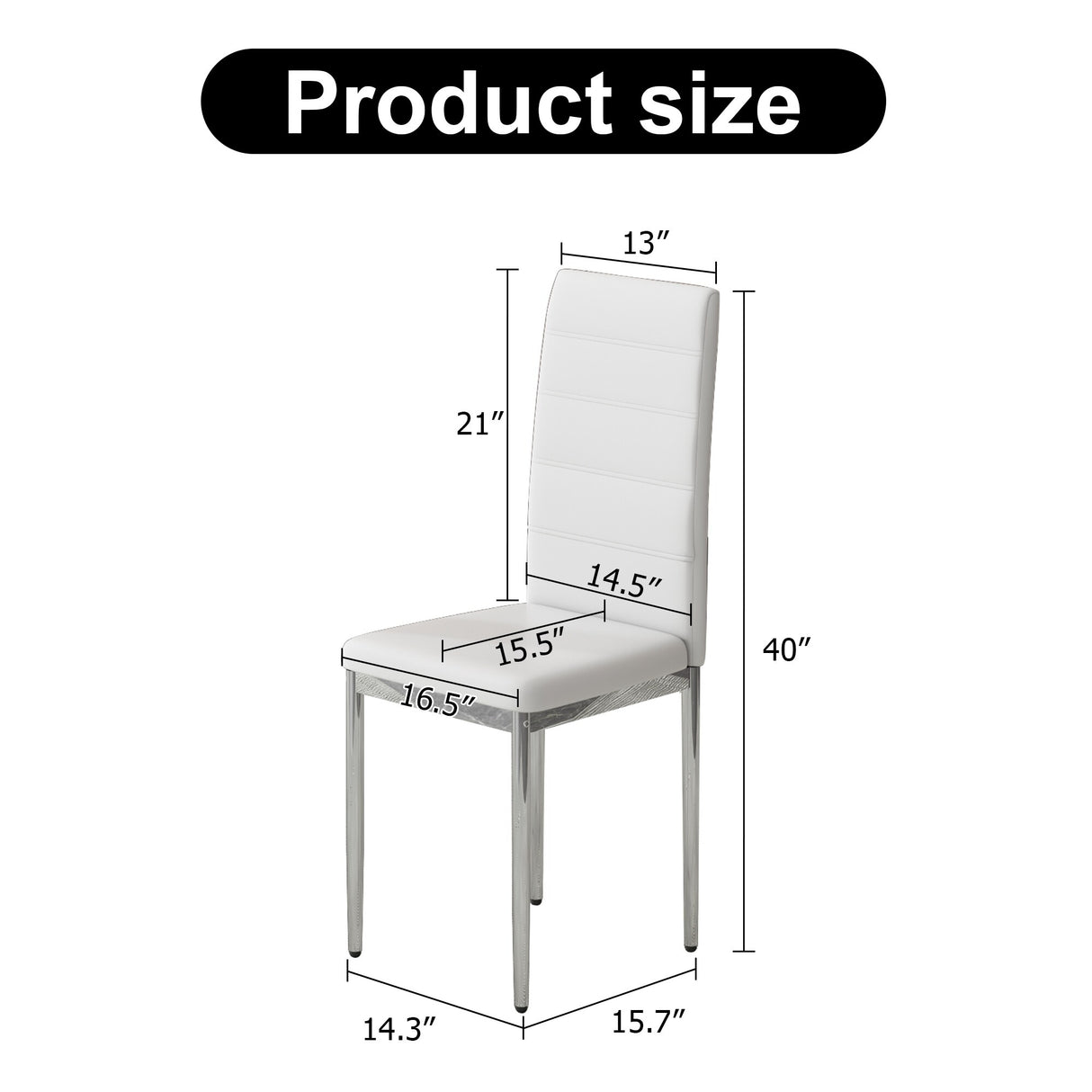 4-Piece Set of Armless high back dining chairs,electroplated metal legs
