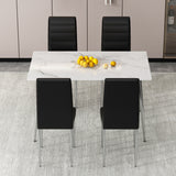 4-Piece Set of Armless high back dining chairs,electroplated metal legs