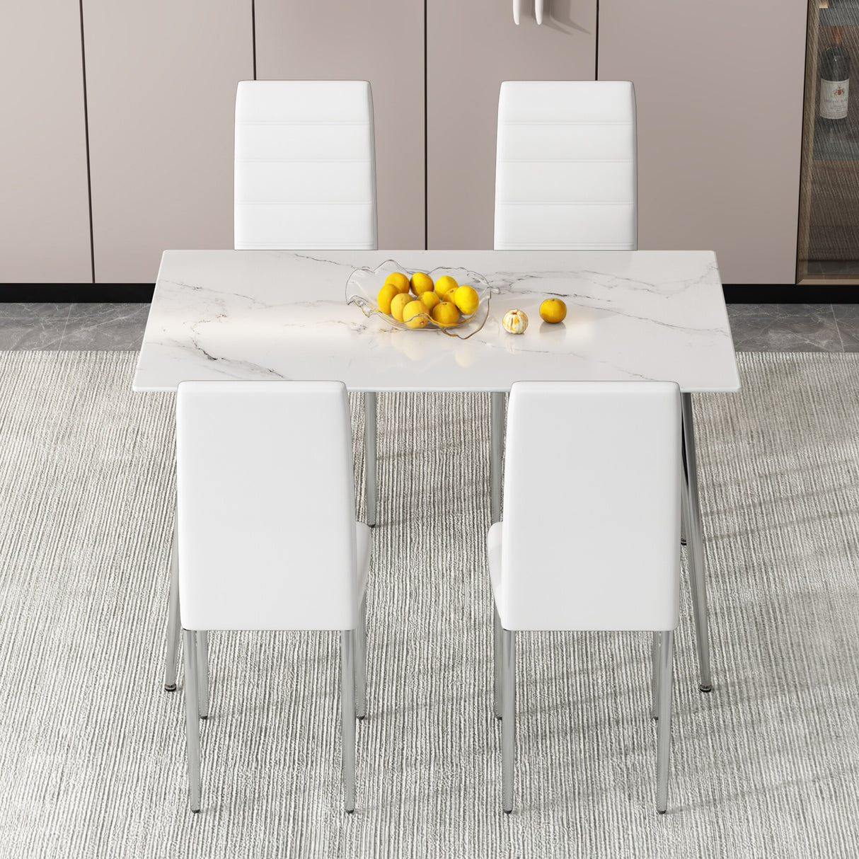 4-Piece Set of Armless high back dining chairs,electroplated metal legs