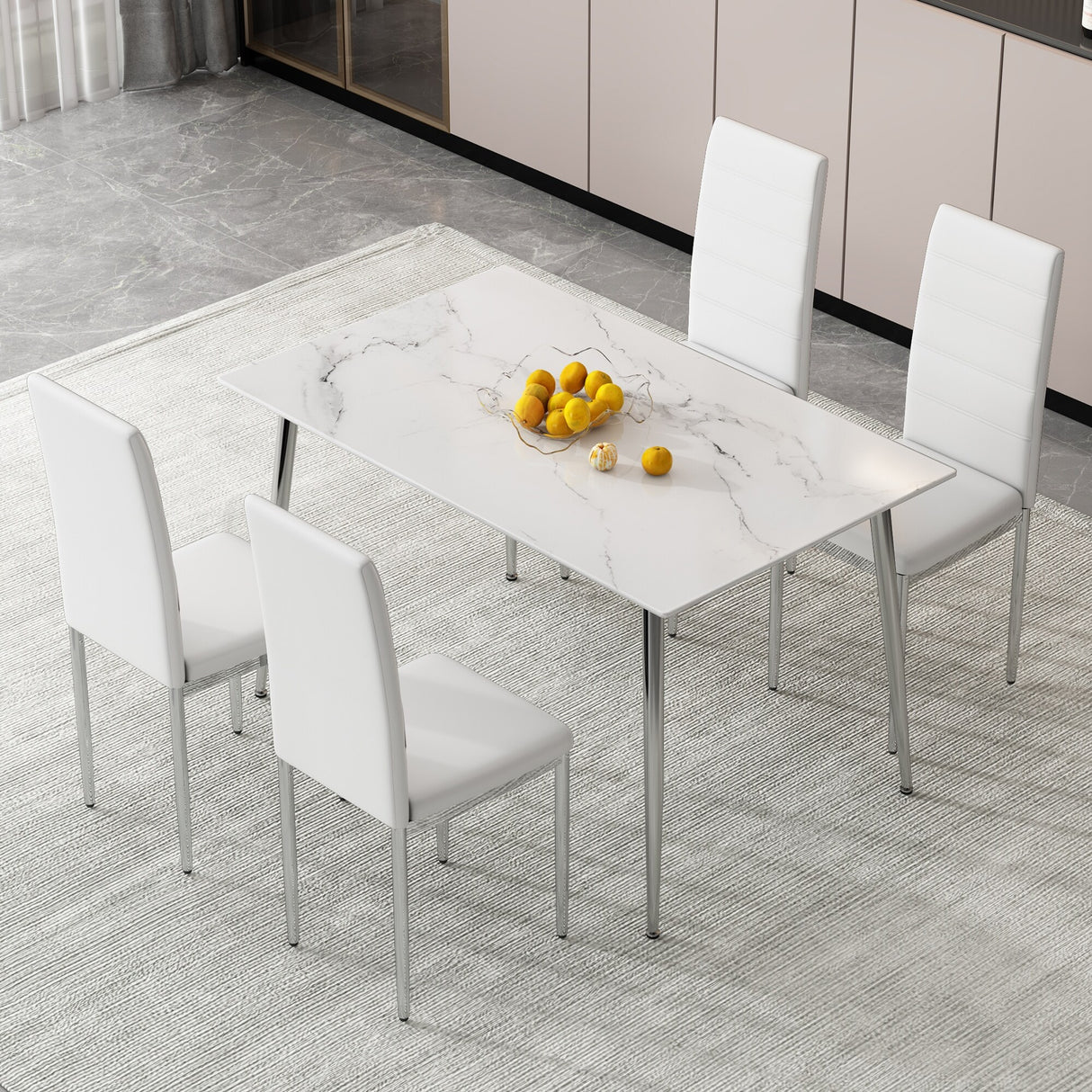 4-Piece Set of Armless high back dining chairs,electroplated metal legs