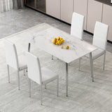 4-Piece Set of Armless high back dining chairs,electroplated metal legs