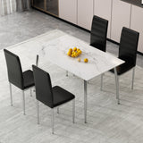 4-Piece Set of Armless high back dining chairs,electroplated metal legs