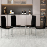 4-Piece Set of Armless high back dining chairs,electroplated metal legs