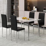 4-Piece Set of Armless high back dining chairs,electroplated metal legs