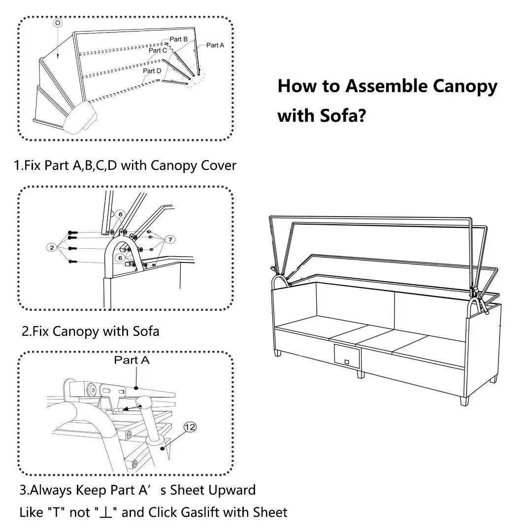 4 Piece UV-Resistant Resin Wicker Patio Sofa Set Retractable Canopy, Cushions Lifting Table