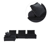 4 Piece Velvet Modular Sectional Sofa with Tufted Seat Design