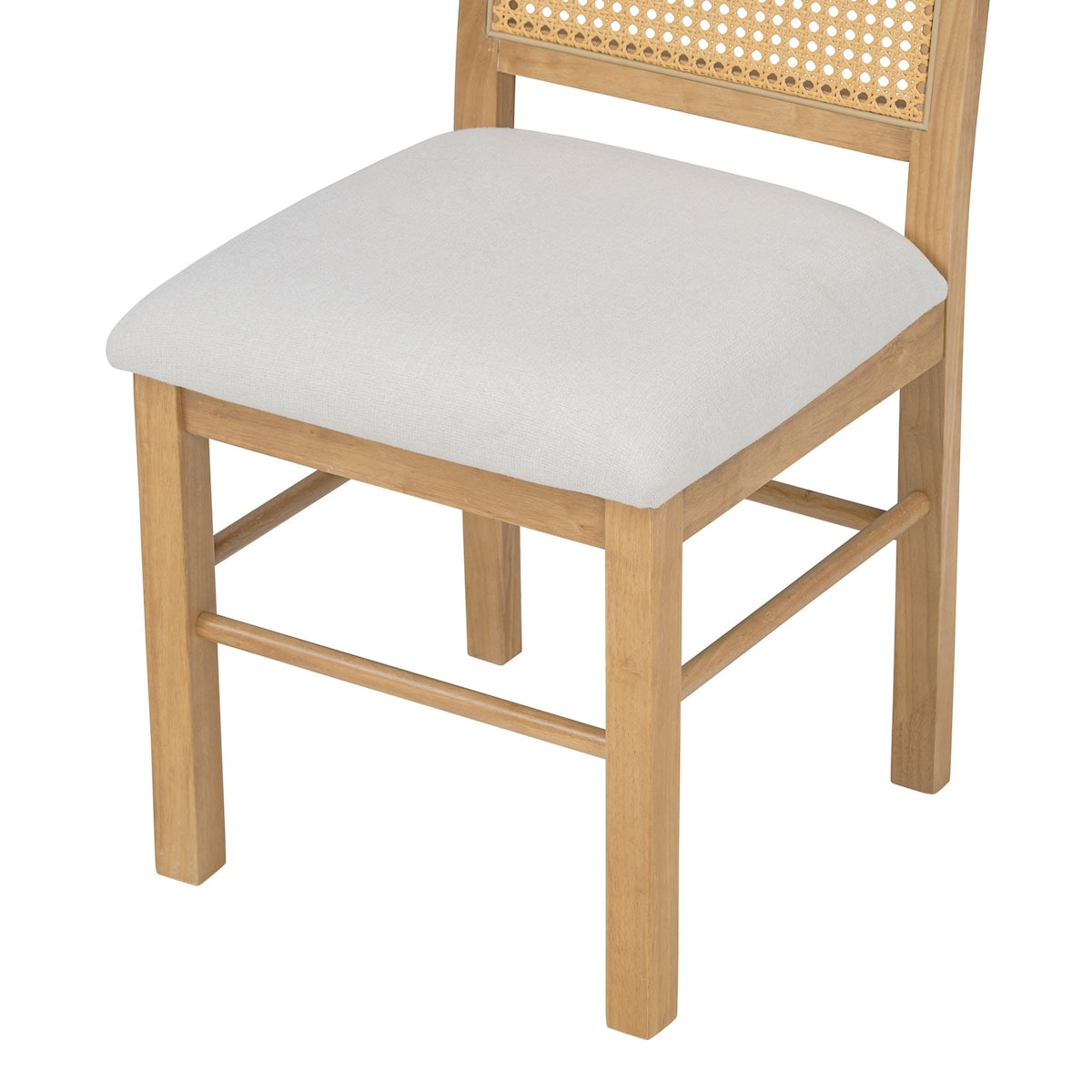 4-Piece Vintage Upholstered Dining Chairs with Rattan Backrests